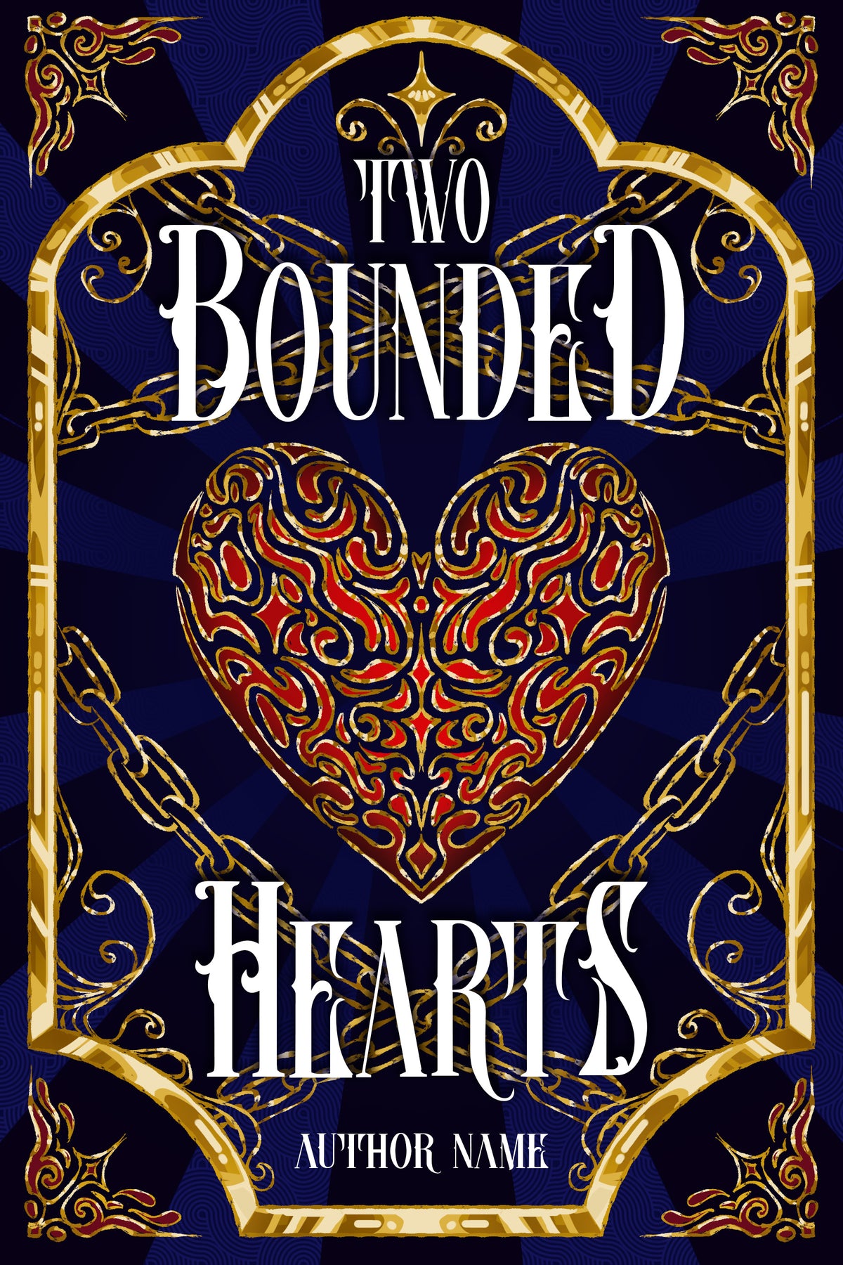 Premade "Two Bounded Hearts" - Illustrated Fantasy Romance Book Cover