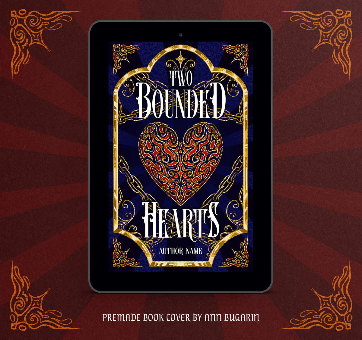 Premade "Two Bounded Hearts" - Illustrated Fantasy Romance Book Cover